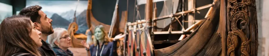 Vikingmania Exhibition gallery with artifacts and modern Viking imagery